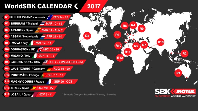 Superbike 2017, ufficializzato il calendario: conferma per Jerez