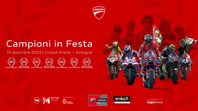 Ducati celebra i titoli 2023 venerdì 15 dicembre a Bologna con “Campioni in Festa”
